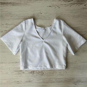 VETTA Cropped Blouse in White Size XS